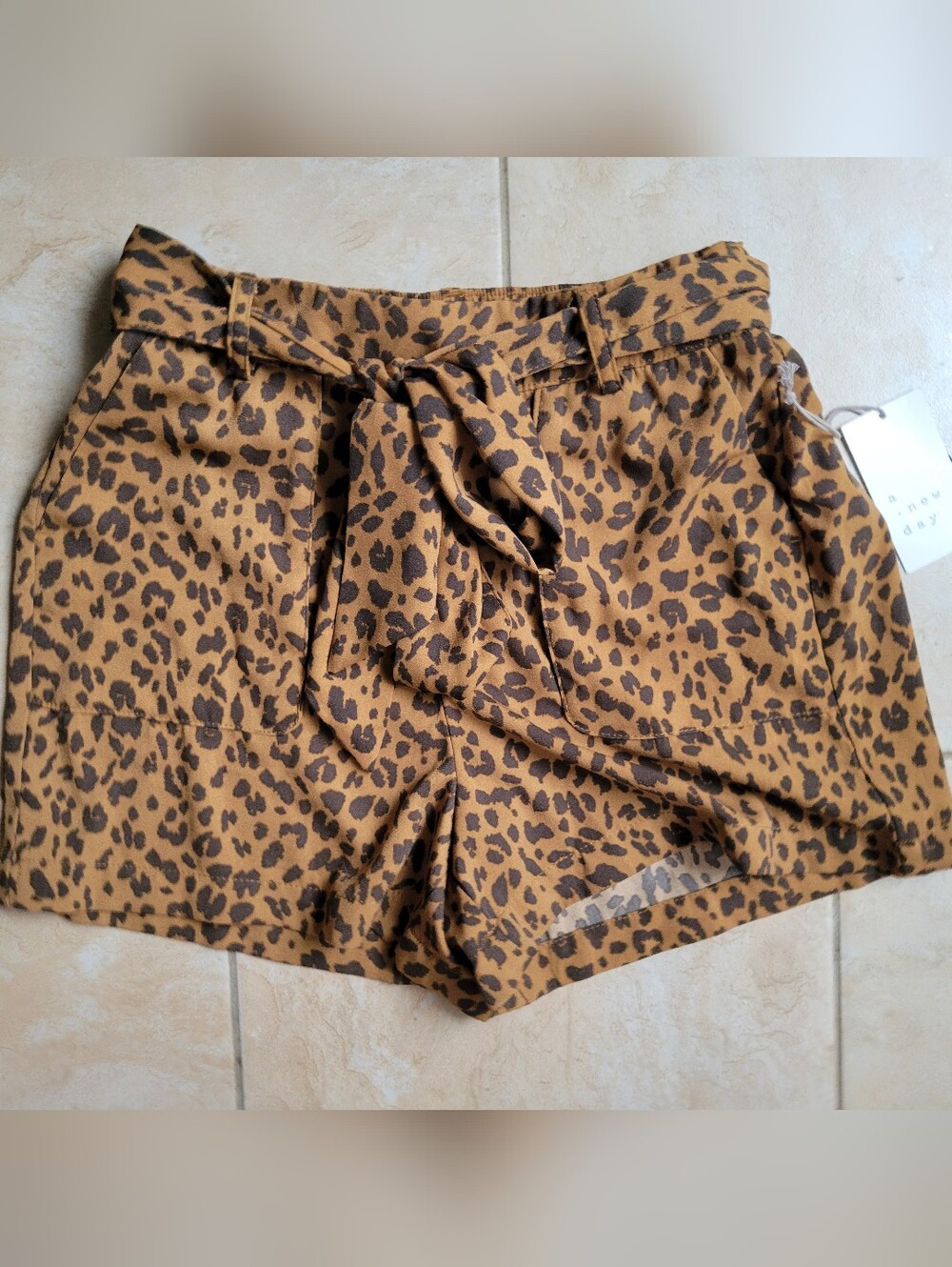 A New Day Leopard Print Tie-Waist Women’s Shorts - XS
